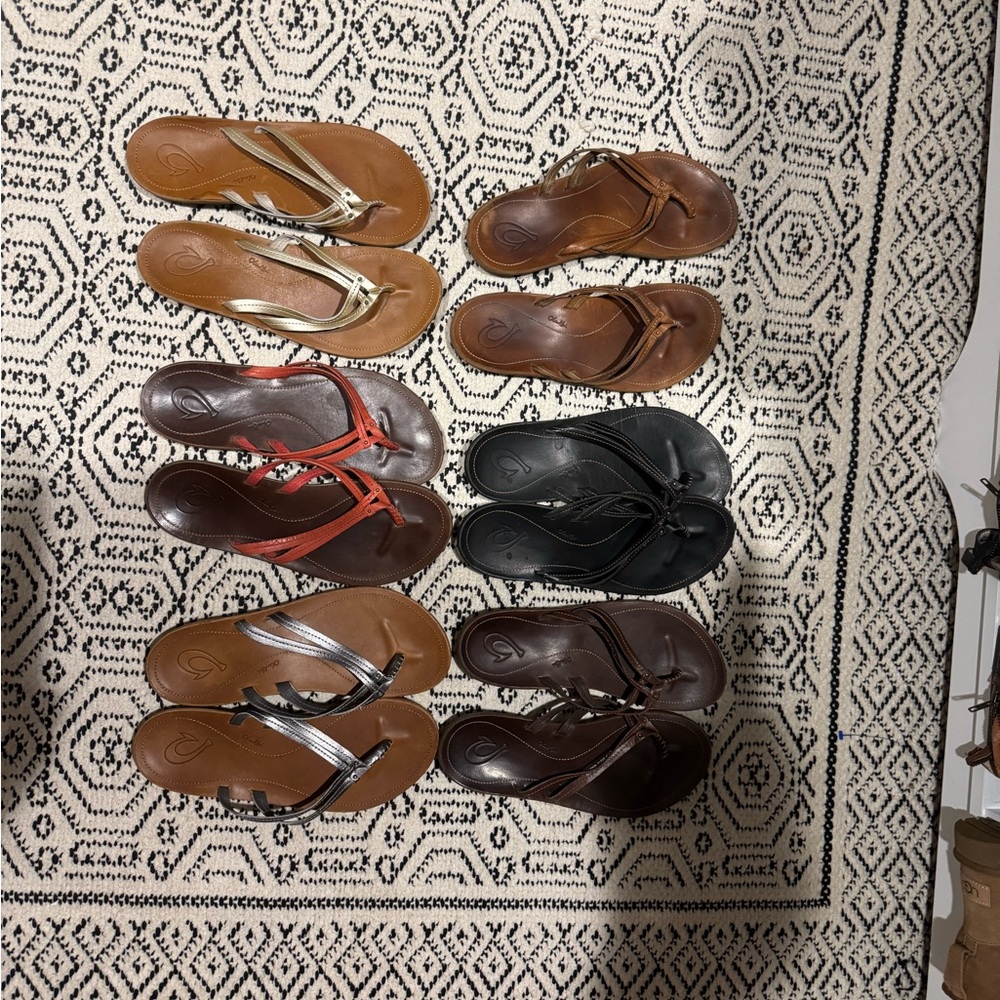 OluKai Women's Sandals - Black, Brown, Red